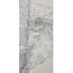 Tule Bordado Branco Bride 3D Modelo 03 Optico