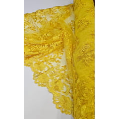 Tule Bordado com Bico Amarelo Ouro  13 