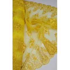 Tule Bordado com Bico Amarelo Ouro LS2321D15 