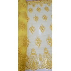 Tule Bordado com Bico Amarelo Ouro LS2321D15 
