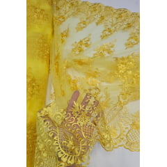Tule Bordado com Bico Amarelo Ouro LS2321D15 