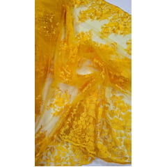 Tule Bordado com Bico Amarelo Ouro Modelo 144 Tule Bordado com Bico Amarelo Ouro Modelo 144