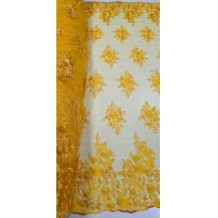 Tule Bordado com Bico Amarelo Ouro Modelo 144