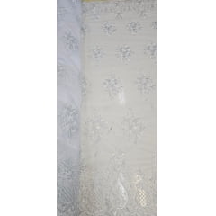 Tule Bordado com Bico Branco LS2321D15  
