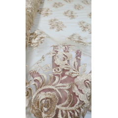 Tule Bordado com Bico Dourado 02