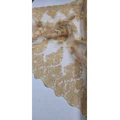 Tule Bordado com Bico Dourado N31 ( BICO NOS 2 LADOS )