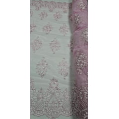 Tule Bordado com Bico Rosa Bebê  LS2321D15  