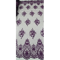Tule Bordado com Bico Roxo LS2321D15   