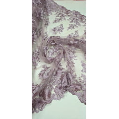 Tule Bordado com Bico Uva Claro 13