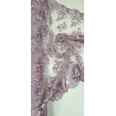 Tule Bordado com Bico Uva Claro 13