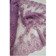 Tule Bordado com Bico Uva Claro LS2321D15  