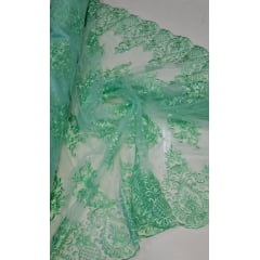 Tule Bordado com Bico Verde Claro LS2321D15 
