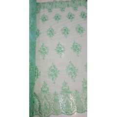 Tule Bordado com Bico Verde Claro LS2321D15 