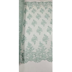Tule Bordado com Bico Verde Menta 13   
