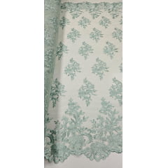 Tule Bordado com Bico Verde Menta 13   