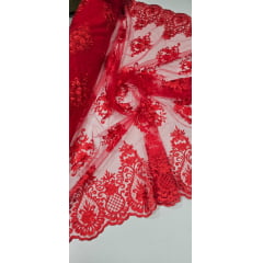 Tule Bordado com Bico Vermelho LS2321D15 