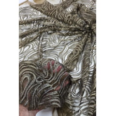 Tule Bordado com Fio Metálico Bronze