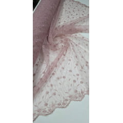 Tule Bordado com Pérolas e Glitter Turim Rosê Modelo 07 Tule Bordado com Pérolas e Glitter Turim Rosê Modelo 07