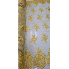 Tule Bordado Liverpool com Bico Amarelo Ouro Modelo 153 Tule Bordado Liverpool com Bico Amarelo Ouro Modelo 153