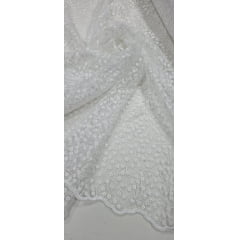 Tule Bordado Nice Mini Flores Branco Tule Bordado Nice Mini Flores Branco