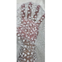 Tule Bordado Nice Mini Flores Branco