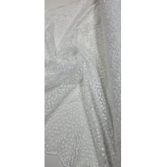 Tule Bordado Nice Mini Flores Branco