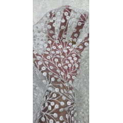 Tule Bordado Nice Mini Flores Branco