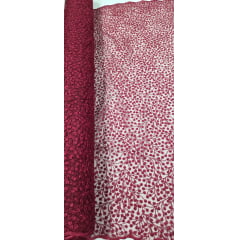 Tule Bordado Nice Mini Flores Marsala