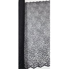 Tule Bordado Nice Mini Flores Preto