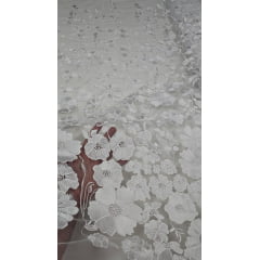 Tule Bordado Spring 3D Branco LS2282