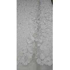 Tule Bordado Spring 3D Branco LS2282