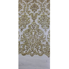 Tule Arabesco com Glitter e Paetê Dourado 306LX