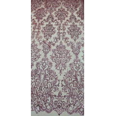 Tule Arabesco com Glitter e Paetê Goiaba 306LX 