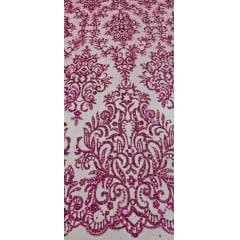 Tule Arabesco com Glitter e Paetê Pink 306LX