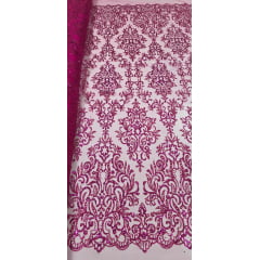 Tule Arabesco com Glitter e Paetê Pink 306LX