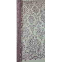 Tule Arabesco com Glitter e Paetê Rosê 306LX