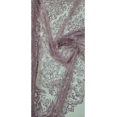 Tule Arabesco com Glitter e Paetê Rosê 306LX