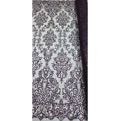 Tule Arabesco com Glitter e Paetê Roxo 306LX