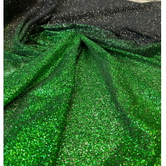 Tule Bordado com Glitter Degradê Verde com Preto 02