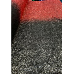 Tule Bordado com Glitter Degradê Vermelho com Preto 02