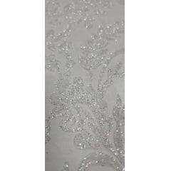 Tule  Floral com Glitter Branco Furtacor