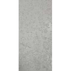 Tule Bordado Floral com Glitter Branco Furtacor