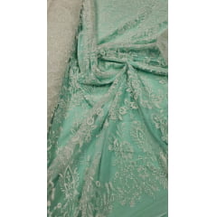 Tule  Floral com Glitter Branco Furtacor