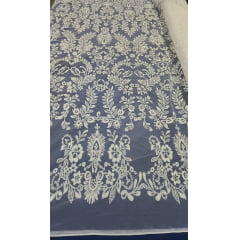 Tule com Glitter Branco Furtacor Flores e Tulipas  