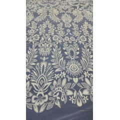 Tule com Glitter Branco Furtacor Flores e Tulipas  