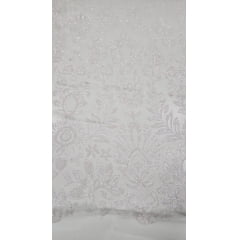 Tule com Glitter Branco Furtacor Flores e Tulipas  