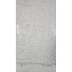 Tule com Glitter Branco Furtacor Flores e Tulipas  