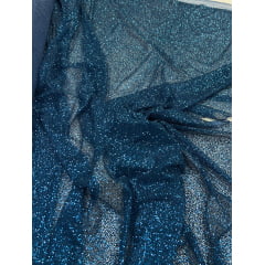 Tule com Glitter Azul Petróleo Pesado 