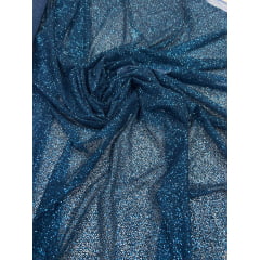 Tule com Glitter Azul Petróleo Pesado 