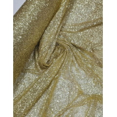 Tule com Glitter Dourado Claro Pesado  